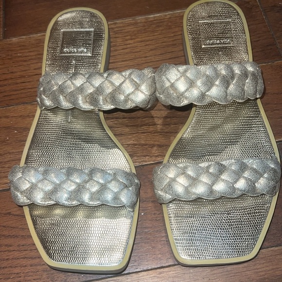Dolce Vita Muted Metallic Gold Braided Strap Sandals - Picture 1 of 6